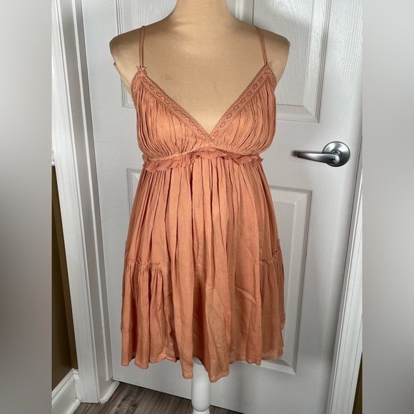 MUSTARD SEED ~ Boutique Cami Ruffle Mini Dress NWT Small‎ Rose Color - Picture 13 of 15